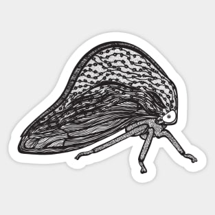 Treehopper Ink Art - cool and cute insect design - on white Sticker